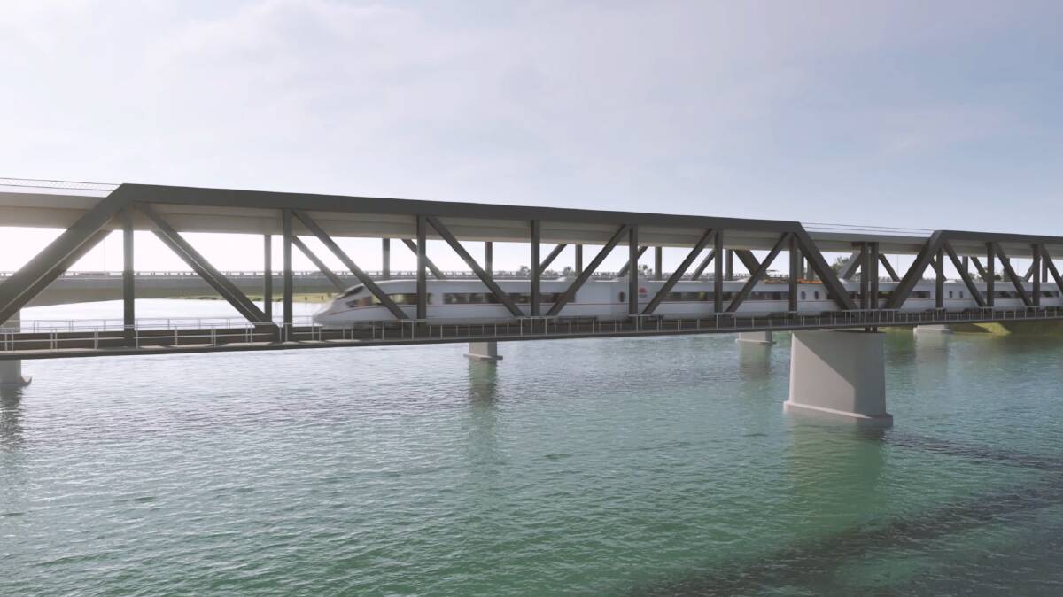 RAIL: A concept image of a fast train passing over the Hawkesbury River railway bridge, which is in the Woy Woy to Sydney area to be analysed. 