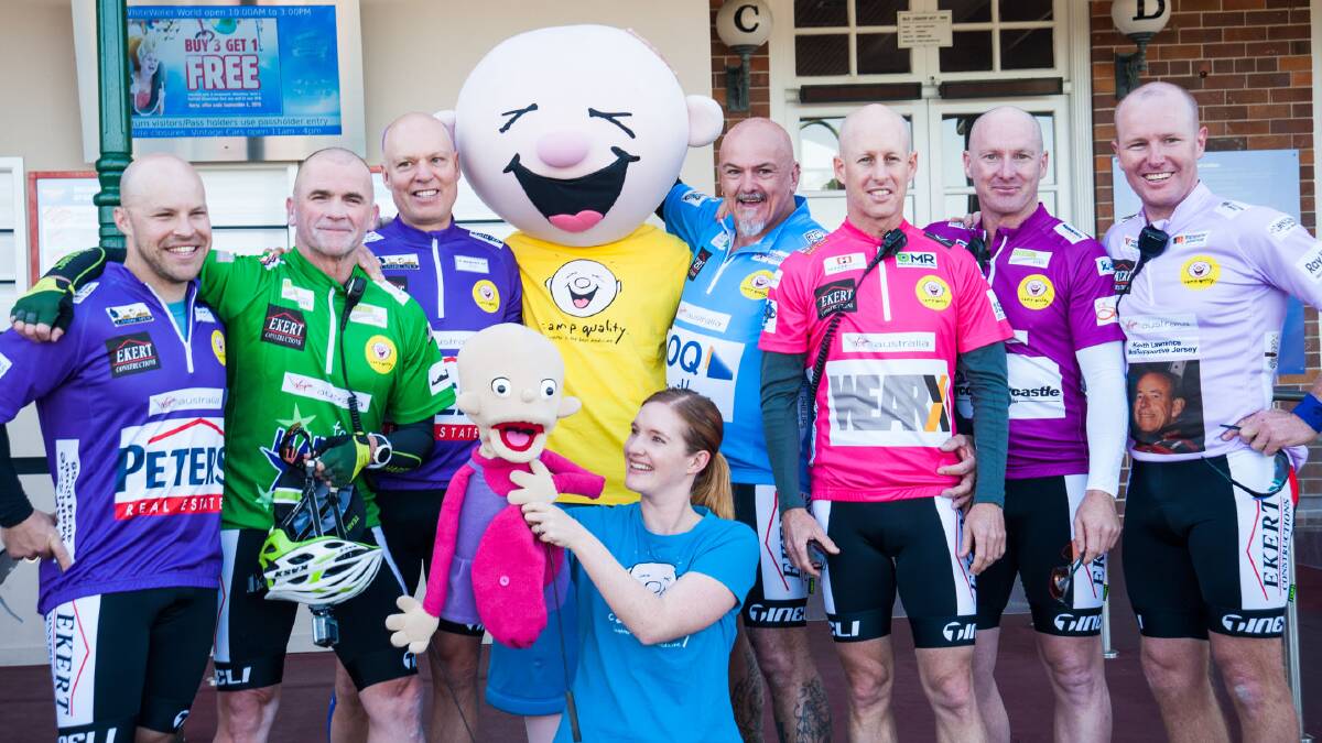 FOR A CAUSE: Cyclists with Camp Quality mascot Giggle during the 2015 Camp Quality annual Bike Ride for Kids. Picture: Supplied