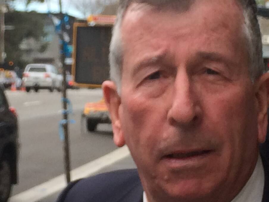 Trial: Edward "Ted" Hall outside Newcastle Courthouse when he was first charged in July, 2016 with sexually abusing former St Pius X, Adamstown students.