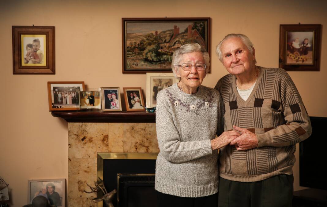 ANNIVERSARY: Val and Darrell Garfoot, in their lounge room, celebrate their 70th wedding anniversary. Pictures: Marina Neil