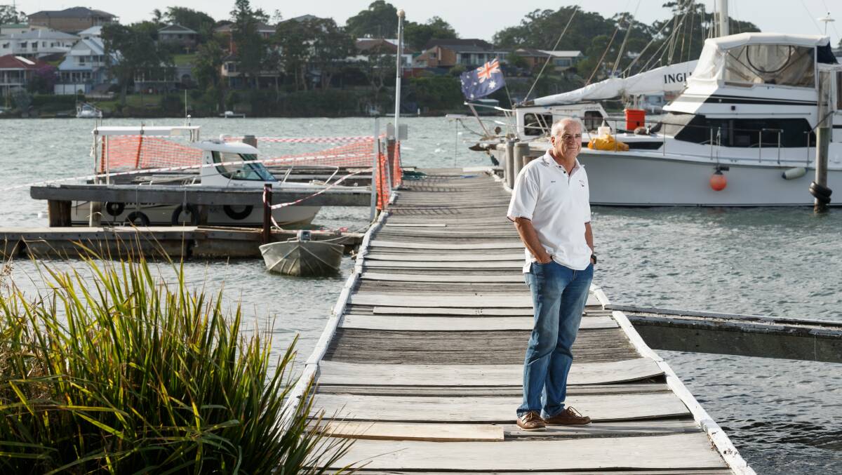 DISREPAIR: Wangi RSL Club Treasurer Ross Ahrens standing on the jetty that will be closed on June 1 until further notice because of its dilapidated condition. Picture: Max Mason-Hubers