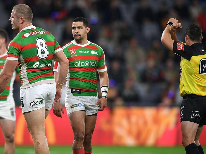 George Burgess is put on report for an alleged eye gouge in Souths' NRL loss to the Wests Tigers.
