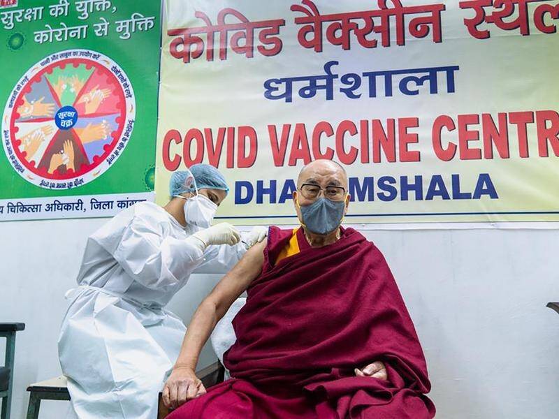 The Dalai Lama has received the AstraZeneca vaccine at a hospital near his residence in north India.