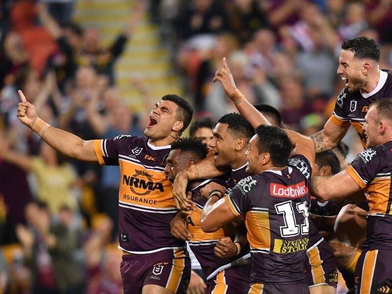 Brisbane continued their NRL resurgence with a gritty 15-10 win over reigning premiers the Roosters.