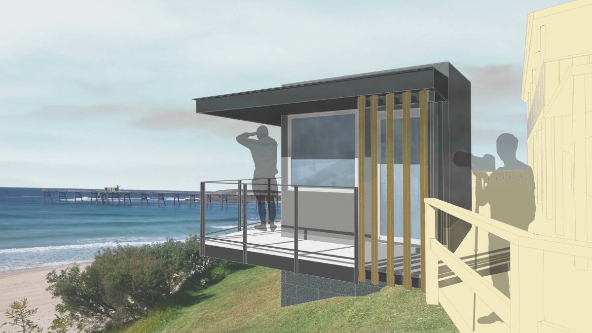 A supplied render of the planned new observation room for beach lifeguards at Catherine Hill Bay.