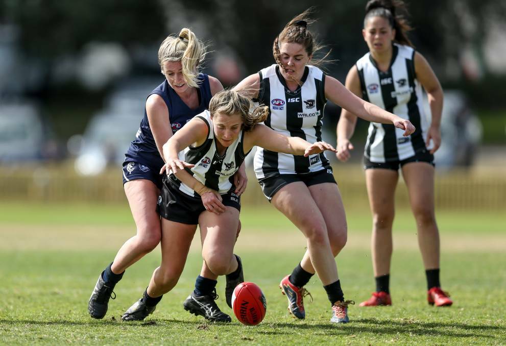 BLACK AND WHITE: Wyong Lakes came so close, yet so far, from ultimate glory in the Black Diamond AFL Women's 2018 season. Picture: Marina Neil