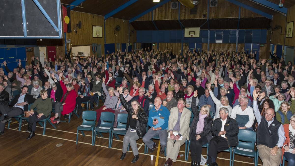 VOICES: Well over 400 residents from Toronto and the surrounding areas packed out the local hall in opposition of Lake Macquarie City Council's planned development at Bath St.