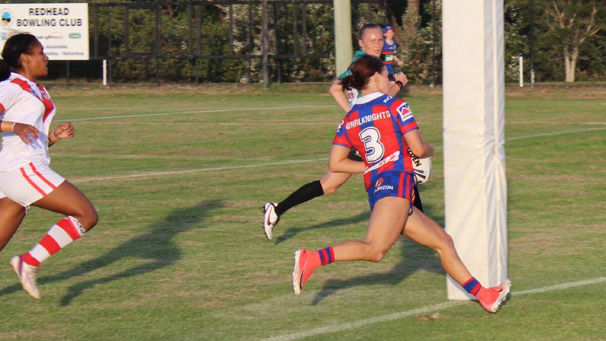 DEBUT STAR: South Lakes Roosters centre Shenay Ball, and her debut hat trick, was key to the Knights recording a 54-10 rout at Dudley Oval on Thursday afternoon. Picture: Isaac McIntyre