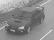 The black Subaru WRX that Darcy Morgan drove to and from the shooting at Seven Oaks on Australia Day last year. 