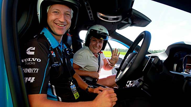 Speedy: Driver Robert Dahlgren and Sam Halpern. Photo: Ben Rushton