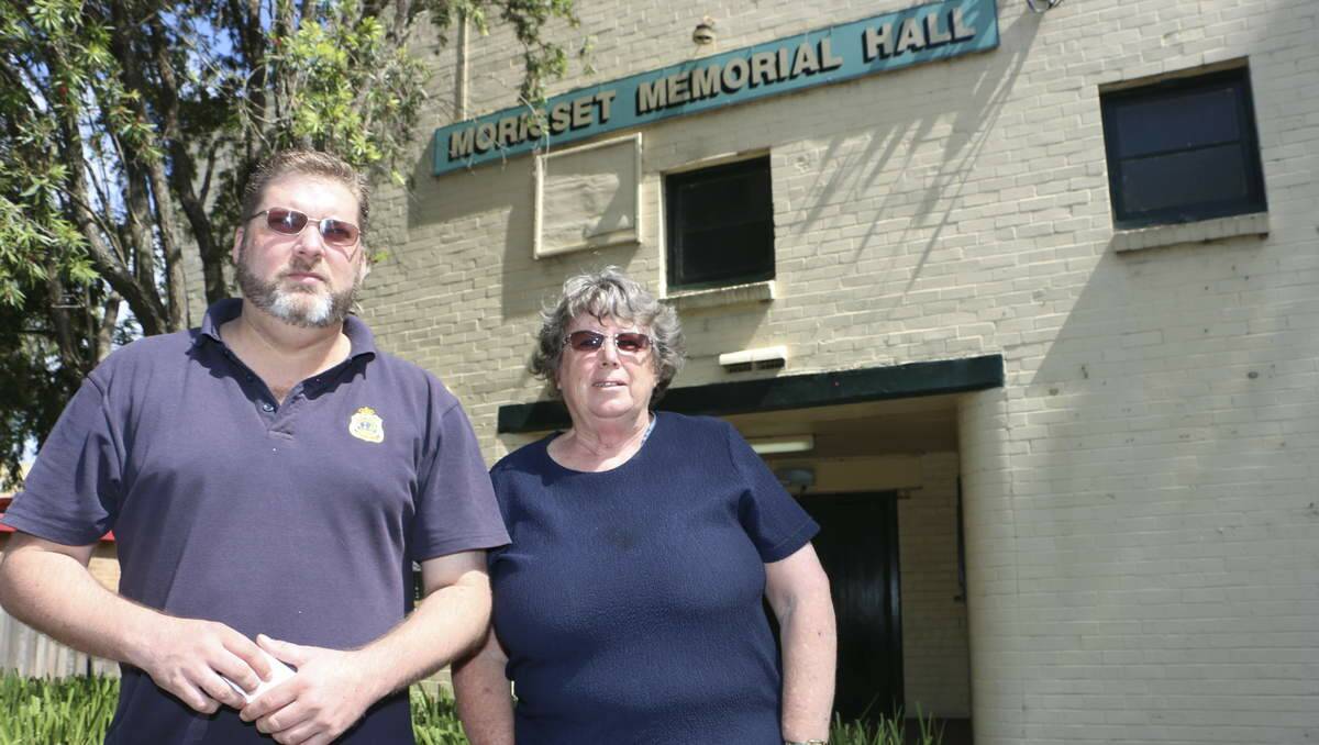 NO DEAL: South Lake Macquarie RSL sub-Branch president Daniel Sloan with Val Badham outside Morisset Memorial Hall on Monday. Picture: David Stewart